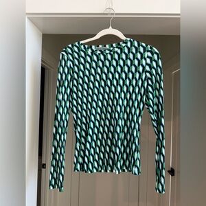 Women's Crewneck Arrow Geo Green Long Sleeve Top - DVF for Target - Size XS